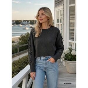 Garage Gray Pullover Sweater Women's Size SP Long Sleeve Knit Crew Neck